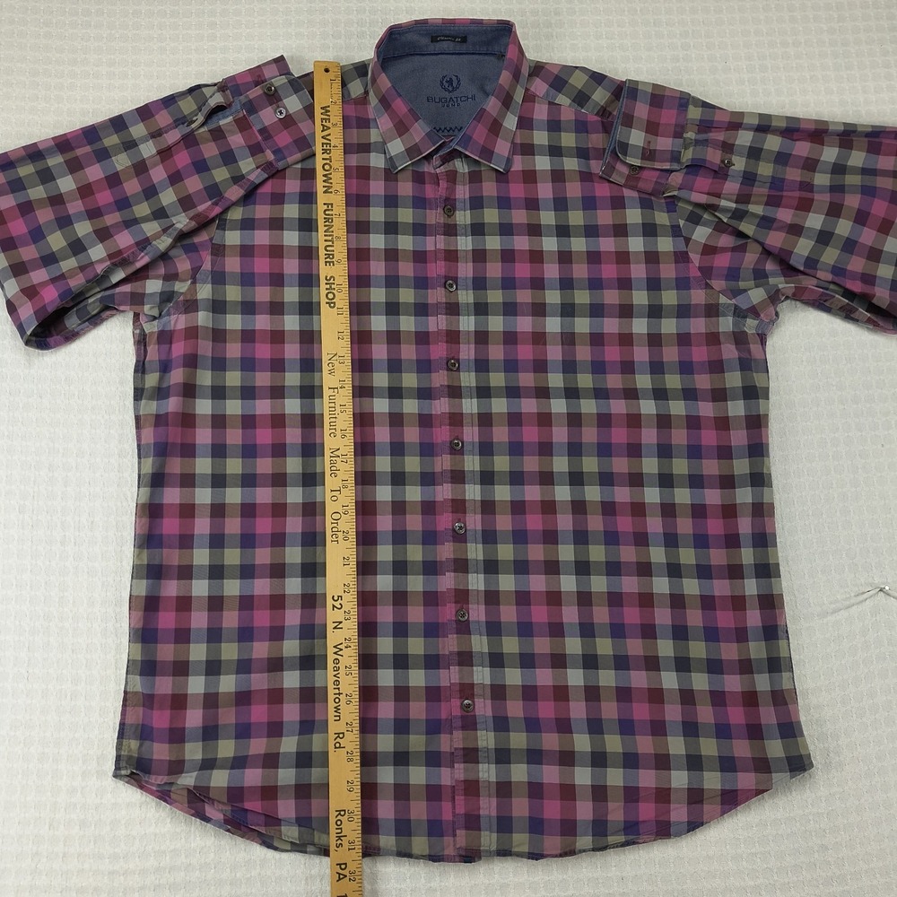 Bugatchi Uomo Mens XXL Classic Fit Long Sleeve Plaid Button Up Shirt Multicolor - Picture 9 of 11